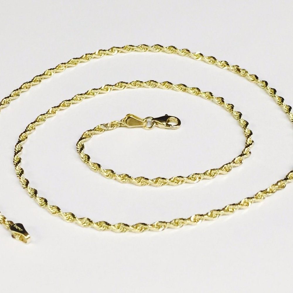 10k SOLID Yellow Real Gold Diamond Cut ROPE chain 5.2gr